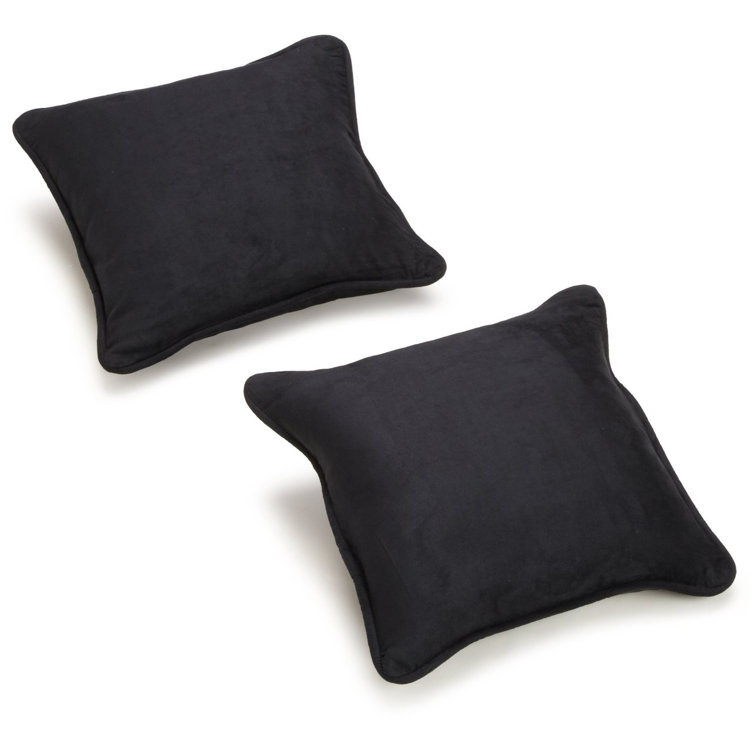 Black Double-Corded Microsuede Square Throw Pillows, Set of 2