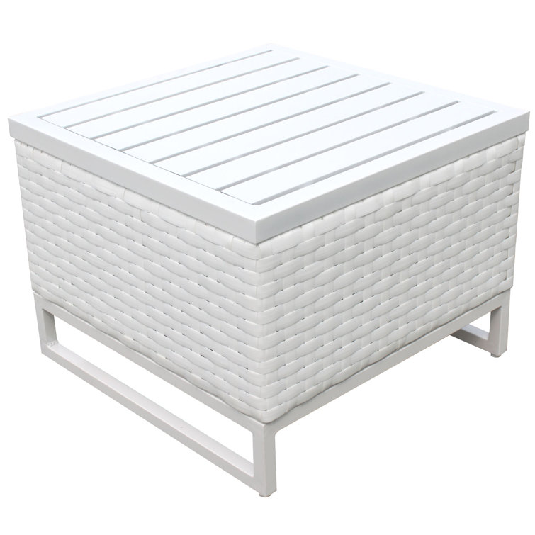Timeless White Wicker 4-Person Sectional Seating Group with Spa Cushions