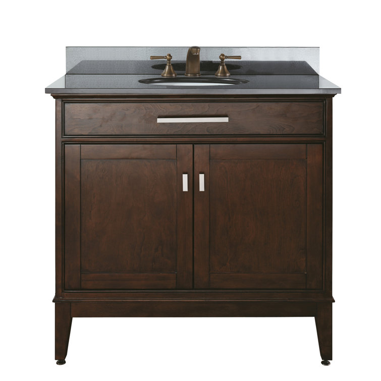 Madison 37" White Solid Wood Bathroom Vanity with Marble Top