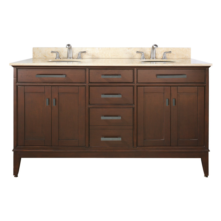 Madison 60" Tobacco Double Vanity with Carrera Marble Top