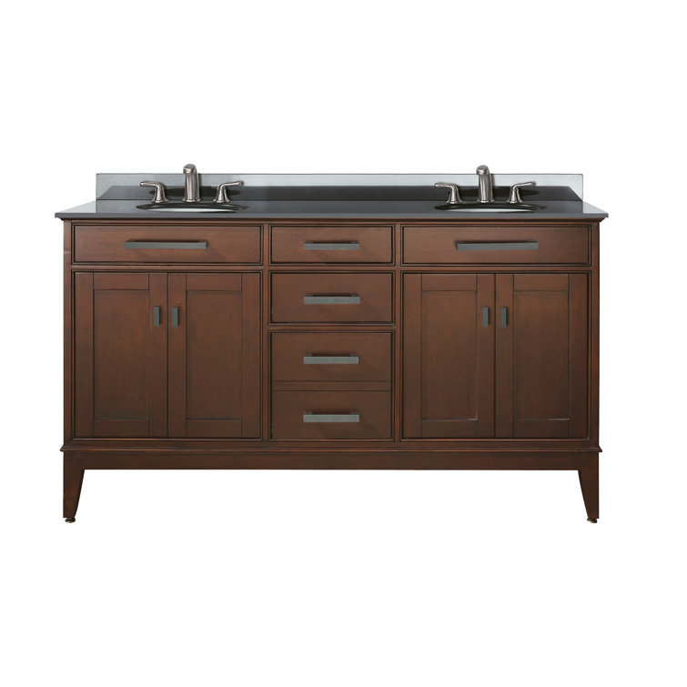 Madison 60" Tobacco Double Vanity with Carrera Marble Top