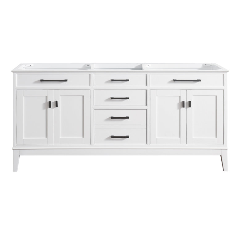 Madison Elegance 72" Double Vanity Cabinet in Pure White with Soft-Close Features