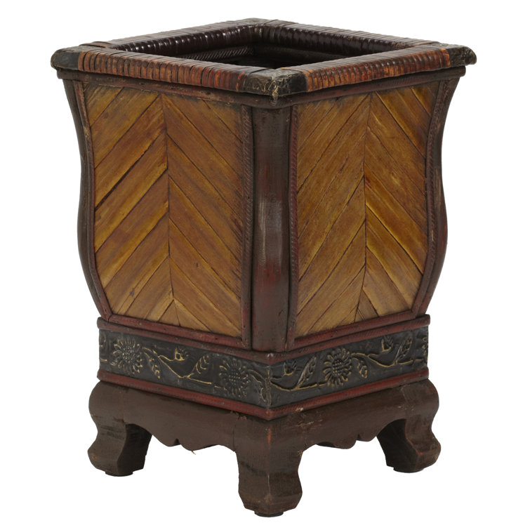 Vibrant Fusion Wood Planter Set, 18" with Vine Design