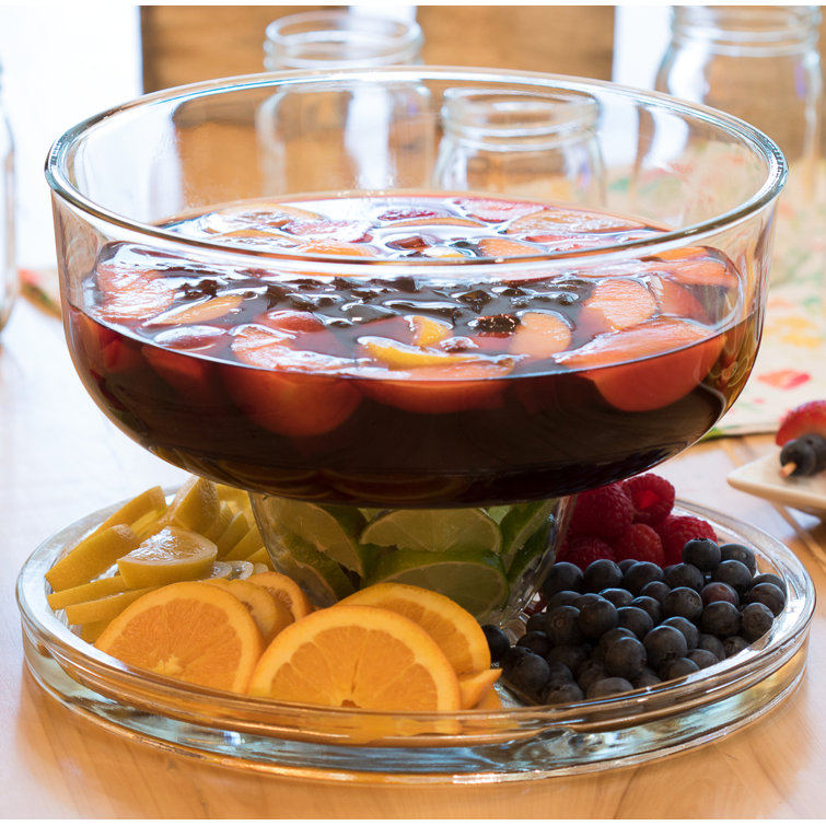 Clear Glass Pedestal Serving Bowl with Dome and Bubble Stem