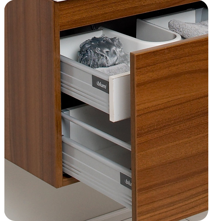Sleek Teak 24" Wall-Mounted Vanity Set with Integrated Sink & Modern Medicine Cabinet