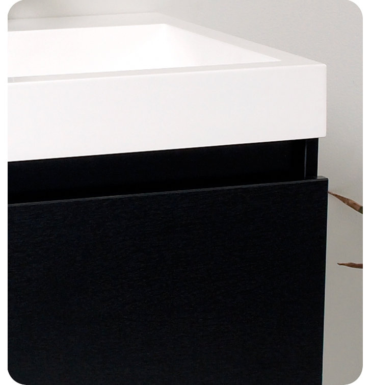 Sleek Black 24" Wall-Mounted Vanity Set with Integrated Sink & Medicine Cabinet