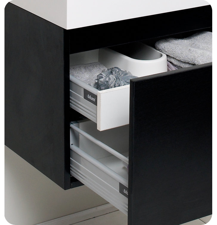 Sleek Black 24" Wall-Mounted Vanity Set with Integrated Sink & Medicine Cabinet
