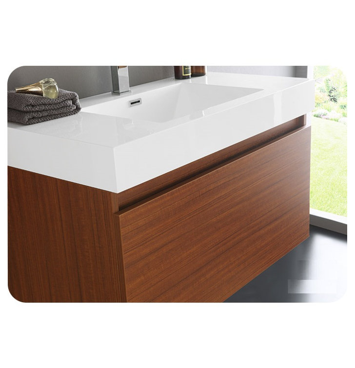Teak Wall Mounted Vanity Set with Medicine Cabinet