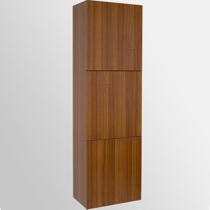 Modern Teak Laminated MDF Wall Mount Linen Cabinet