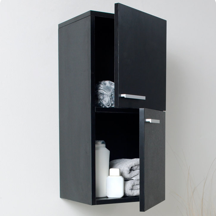 Black Modern Wall Mount Bathroom Cabinet with MDF Laminate