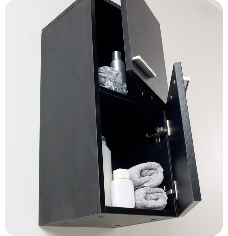 Black Modern Wall Mount Bathroom Cabinet with MDF Laminate