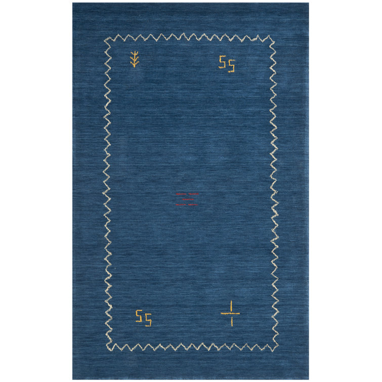 Danforth Blue Hand-Woven Wool Flatweave Area Rug 8' x 10'