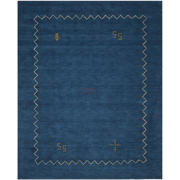 Danforth Blue Hand-Woven Wool Flatweave Area Rug 8' x 10'