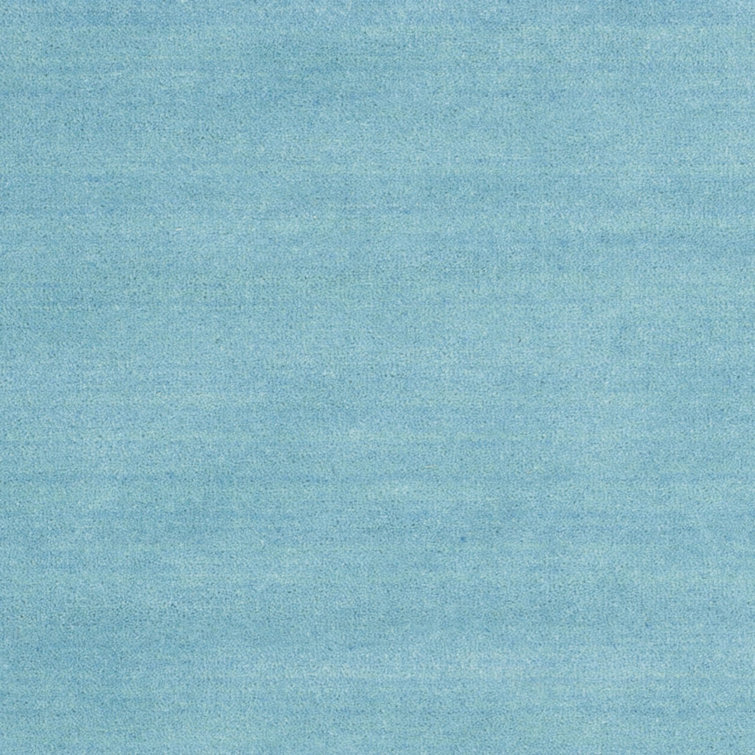 Turquoise Hand-Tufted Round Wool Rug, 8' Diameter