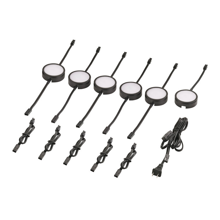 Black LED Under Cabinet Puck Light Set with White Diffuser