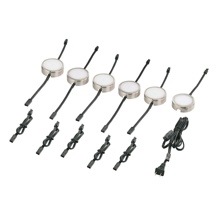Satin Nickel LED Under Cabinet Puck Light Set