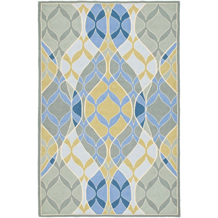 Chelsea Blue and Gold Hand Hooked Wool Rug