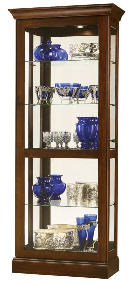 Brown Lighted Traditional Glass Curio Cabinet