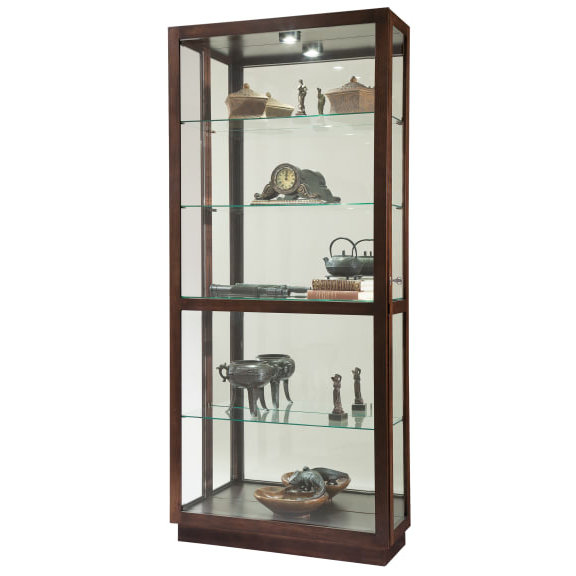 Espresso Brown Lighted Glass Curio Cabinet