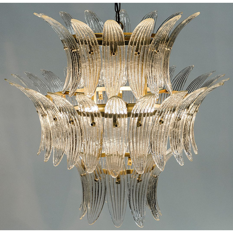 Antique Brass 4-Light Chandelier with Crystal Accents