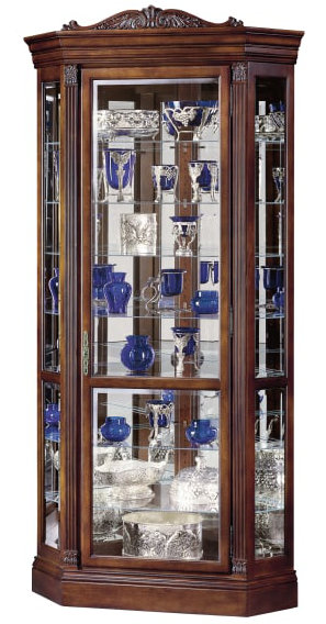 Traditional Embassy Cherry Corner Lighted Curio Cabinet