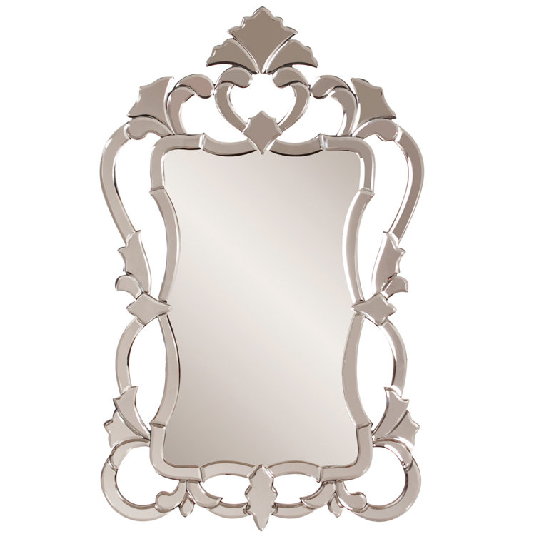 Contessa French Country Wood Crowned Top Mirror with Silver Embellishments