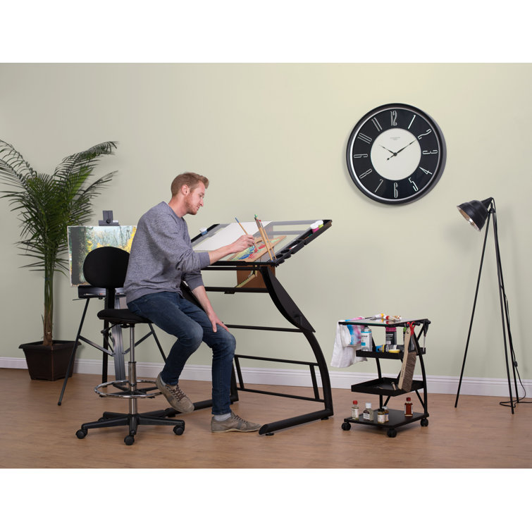 Versatile TriFlex 45" Glass Top Adjustable Drafting Table, Black