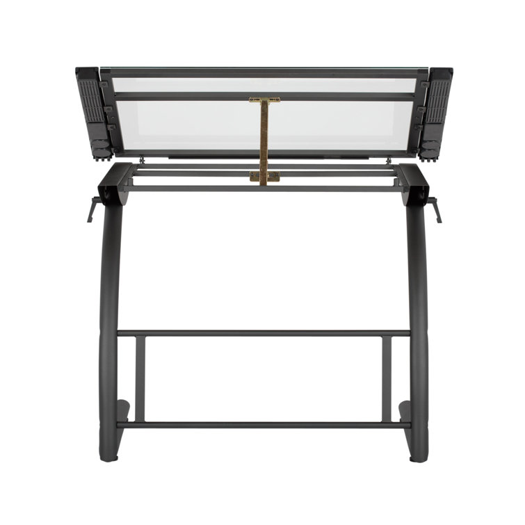 Versatile TriFlex 45" Glass Top Adjustable Drafting Table, Black