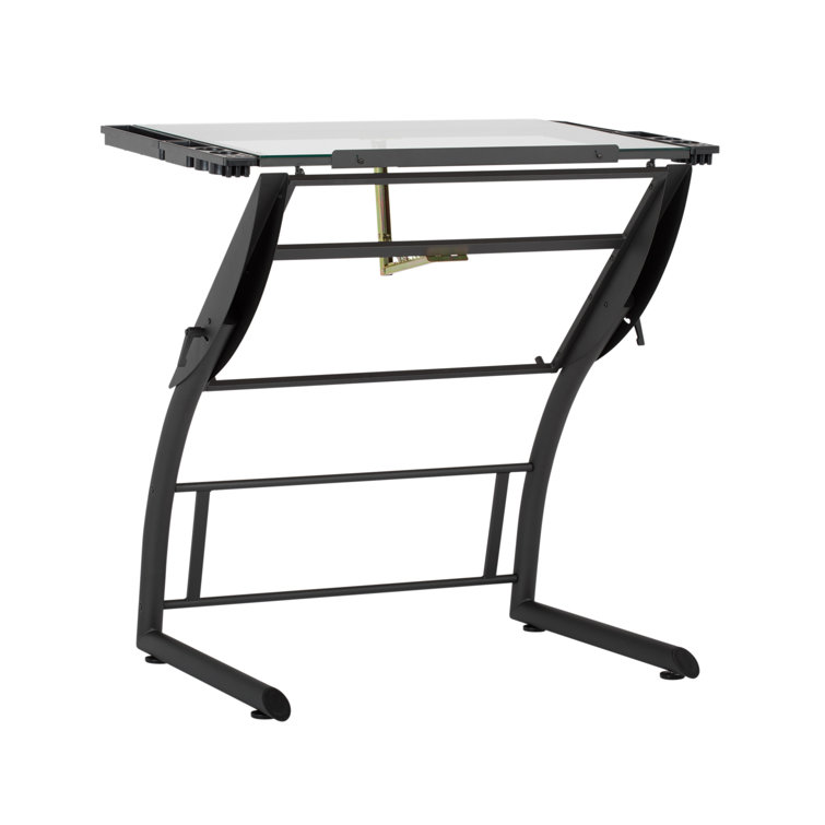 Versatile TriFlex 45" Glass Top Adjustable Drafting Table, Black
