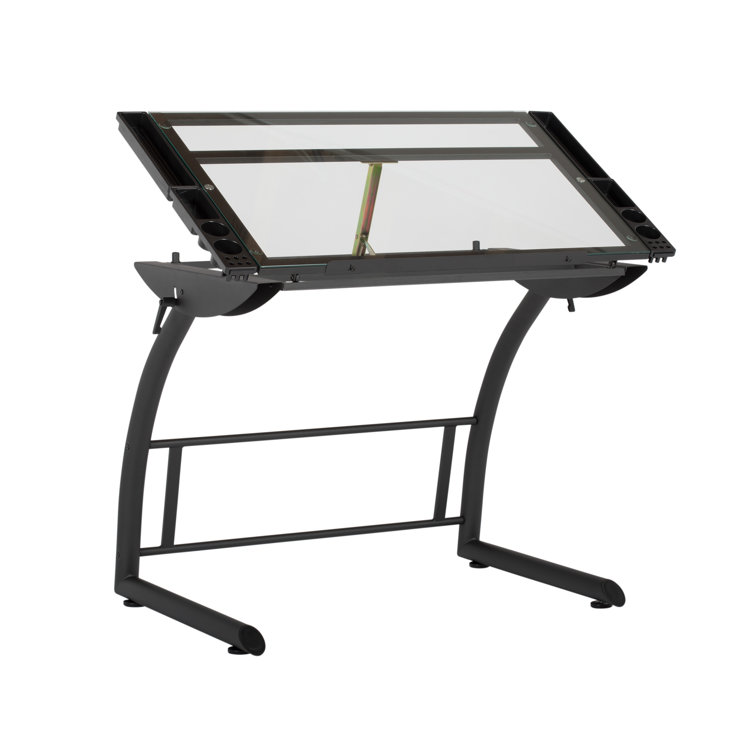 Versatile TriFlex 45" Glass Top Adjustable Drafting Table, Black