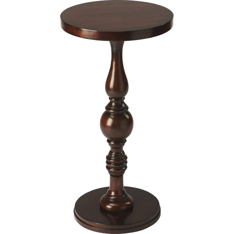 Plantation Cherry Round Wood Pedestal Side Table