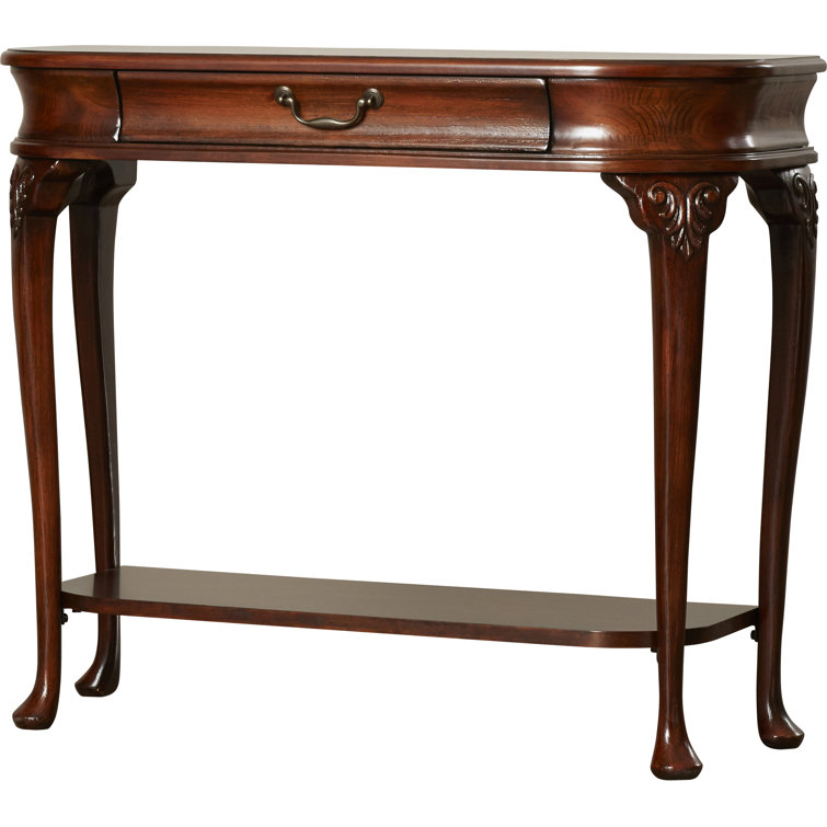 Plantation Cherry Demilune Console Table with Storage