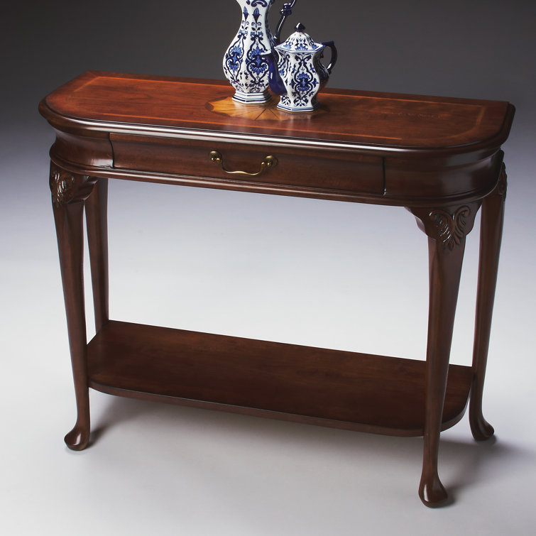 Plantation Cherry Demilune Console Table with Storage