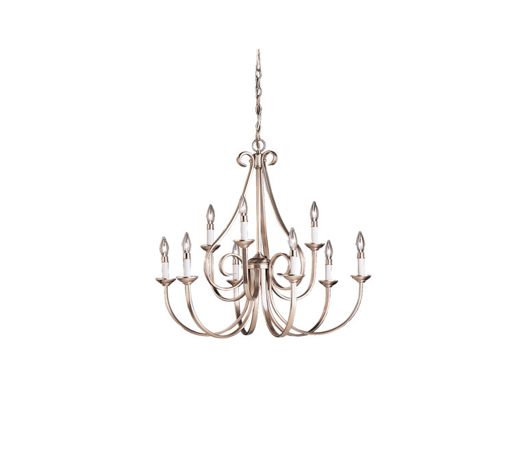 Dover 32" Brushed Nickel 9-Light Two-Tier Chandelier