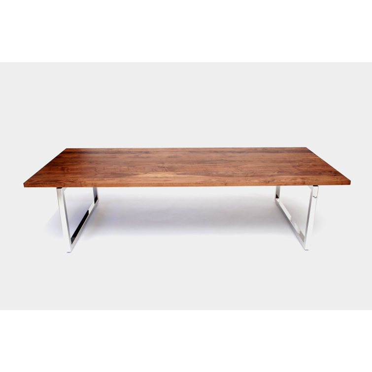 Walnut and Stainless Steel Rectangular Dining Table