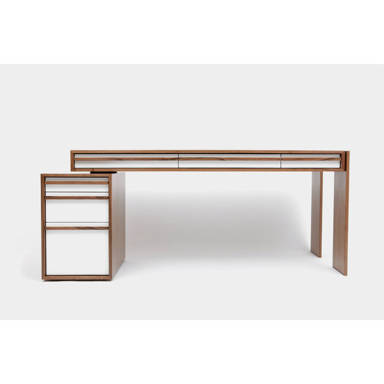 Executive White Wood Desk with Lifetime Warranty and Drawers