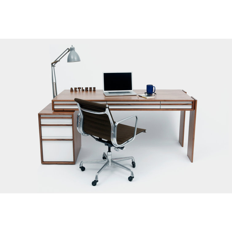 Executive White Wood Desk with Lifetime Warranty and Drawers