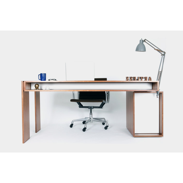 Executive White Wood Desk with Lifetime Warranty and Drawers