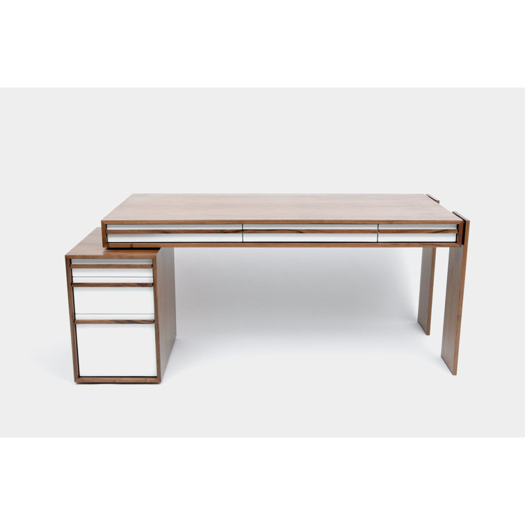 Executive White Wood Desk with Lifetime Warranty and Drawers