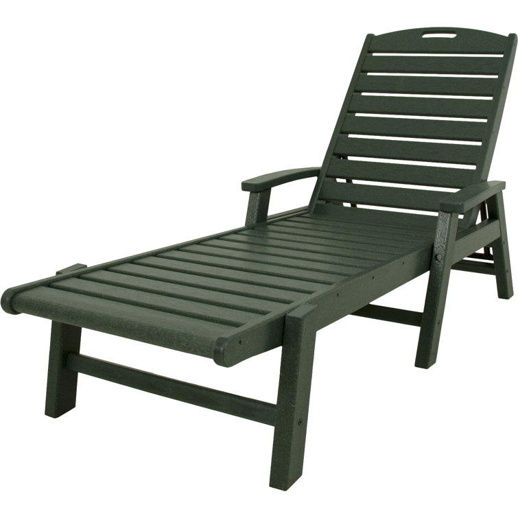 Rainforest Green Polywood Chaise Lounger with Arms
