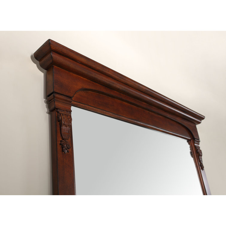 Warm Cherry Rectangular Wood Framed Bathroom Vanity Mirror