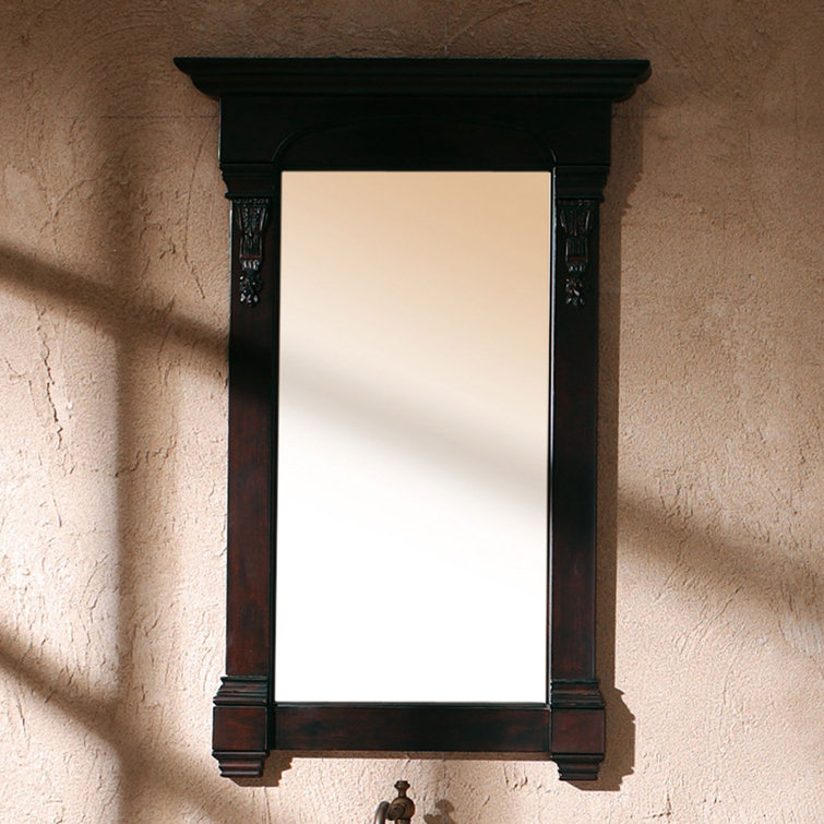 Warm Cherry Rectangular Wood Framed Bathroom Vanity Mirror