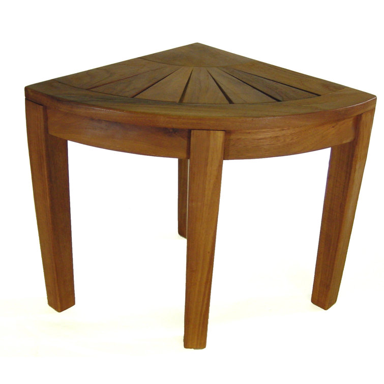 15.5" Teak Corner Shower Bench with Water-Resistant Finish