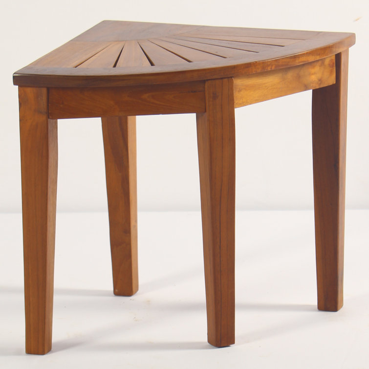 15.5" Teak Corner Shower Bench with Water-Resistant Finish