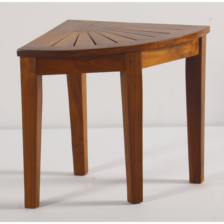15.5" Teak Corner Shower Bench with Water-Resistant Finish