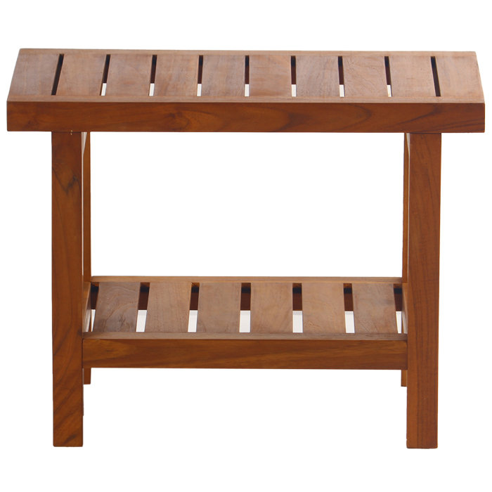 Eco-Friendly Teak Wood Spa Shower Bench with Shelf