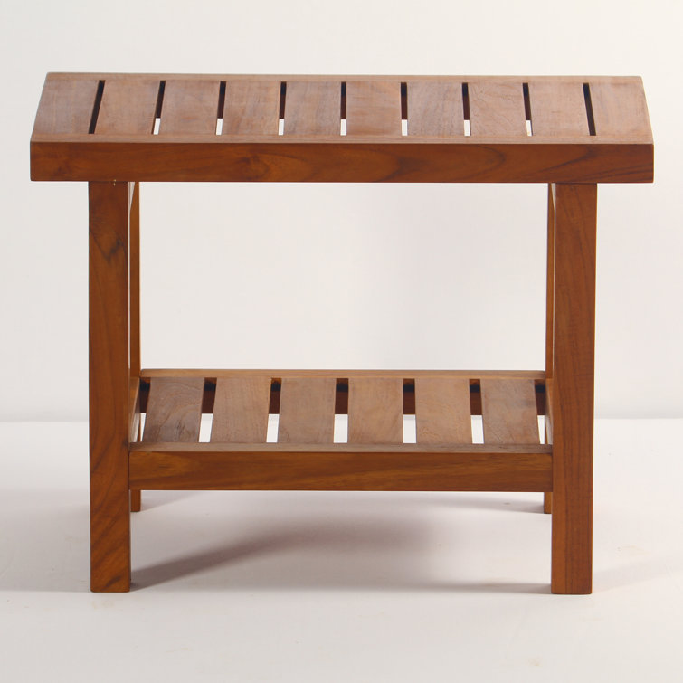 Eco-Friendly Teak Wood Spa Shower Bench with Shelf