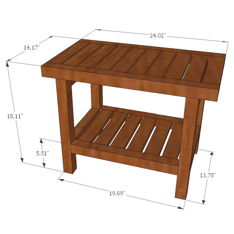 Eco-Friendly Teak Wood Spa Shower Bench with Shelf