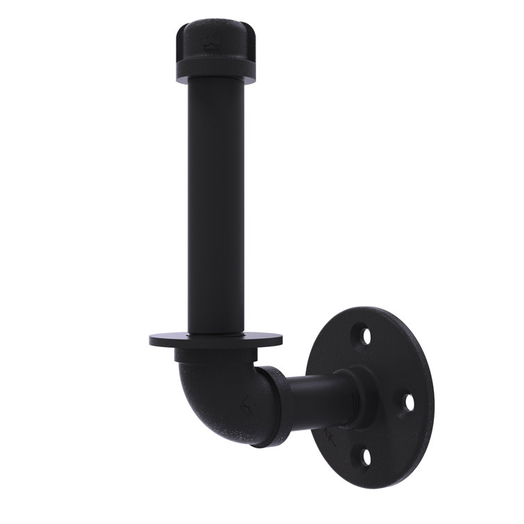 Matte Black Industrial Upright Toilet Paper Holder