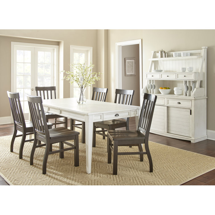 Dark Oak Slat Back Solid Wood Side Chair Set